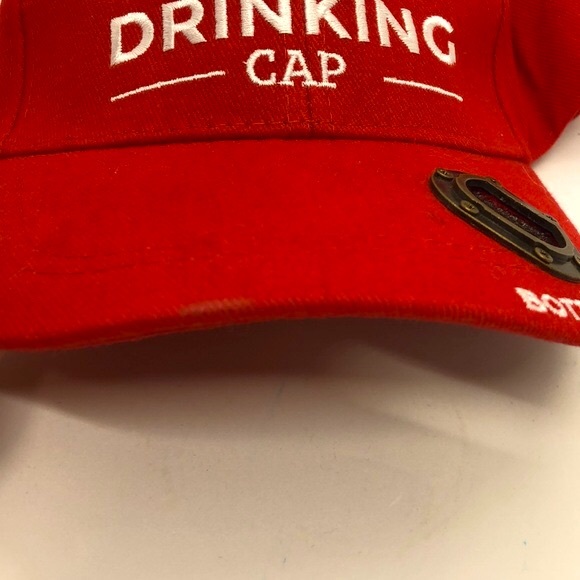 Red ‘Canadian Drinking Cap’ Ball Cap With Bottle Opener - Picture 6 of 6